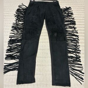 Black Fringe Pants